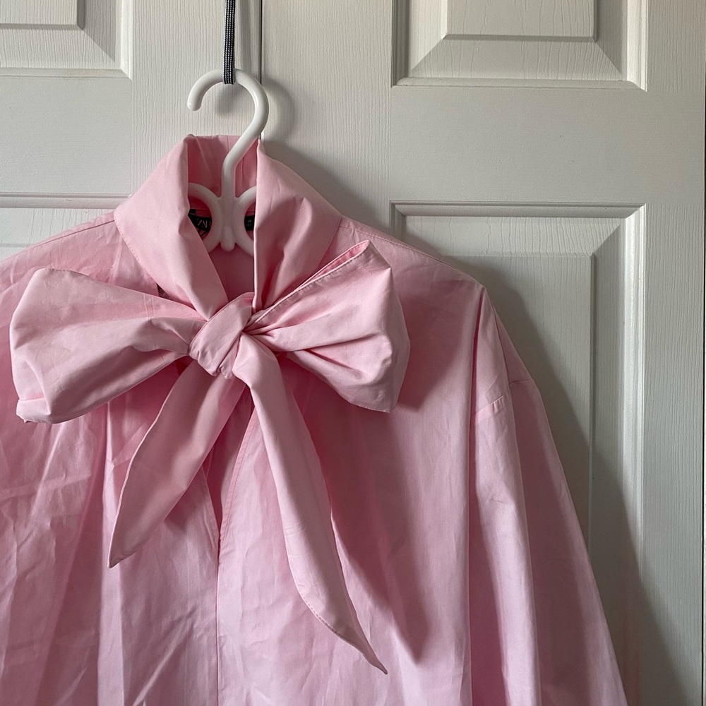 ZARA Tied Polin Blouse Mid-pink 🔥🔥🔥